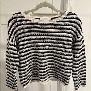 LOFT Black and White Striped Knit Sweater - Size Medium.
